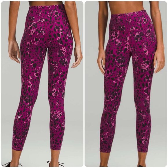 EUC Lululemon Base Pace High Rise 25" Leggings in Cheetah Camo Magenta Womens 6 - Picture 1 of 5